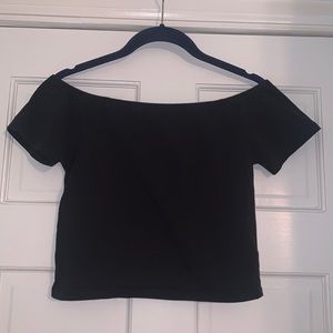 Black off the shoulder crop top